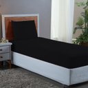 Ver imagem 2 de Roupa de Cama Solteiro 400 Fios 2 Peças Hotel Pousada Macio Acetinado:preto