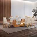 Ver imagem 1 de Conjunto de Jantar Mesa Maceió Tampo MDF e Vidro com 6 Cadeiras Catar Yescasa Bege/Castanho Cinamomo/Creme/Off White