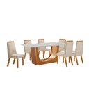 Ver imagem 2 de Conjunto de Jantar Mesa Maceió Tampo MDF e Vidro com 6 Cadeiras Catar Yescasa Bege/Castanho Cinamomo/Creme/Off White