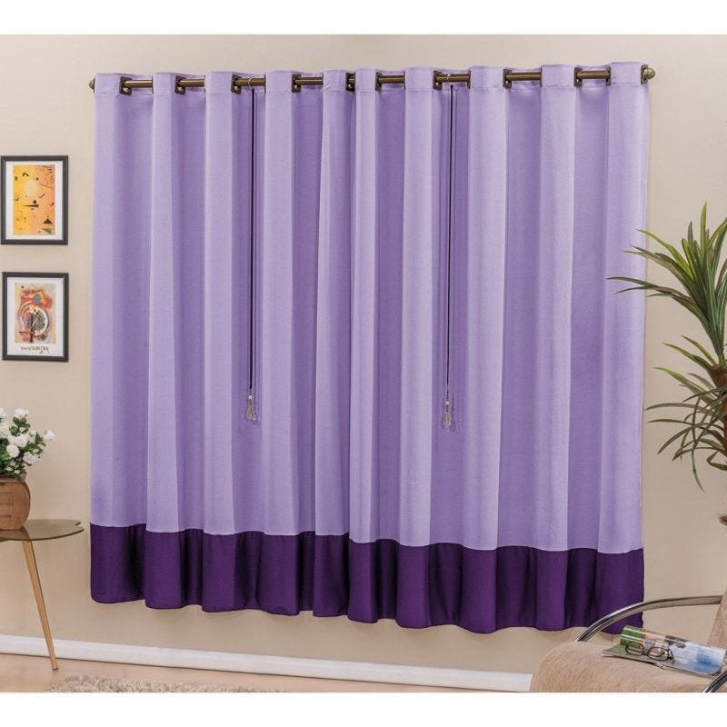 Cortina Dubai 3,00m x 2,50m - Tecido Malha - Lilás - 1