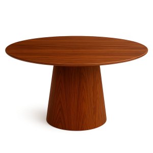 Mesa de Jantar Cone Redonda 90 Cm Tampo e Base Madeira Pau Ferro