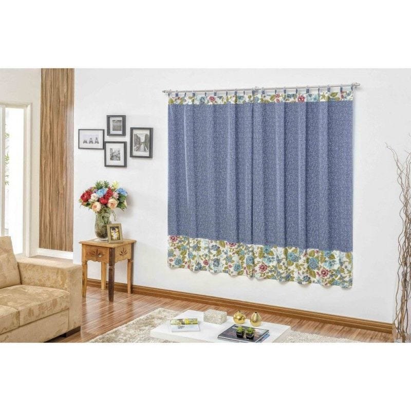 Cortina Flóris 2 Metros x 1,80 Metros Alt. - Azul Flores - 2