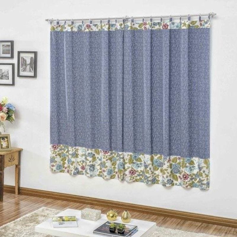 Cortina Flóris 2 Metros x 1,80 Metros Alt. - Azul Flores - 1