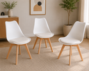 Ver imagem 1 de Kit 3 Cadeiras Leda com Almofada, Saarinen Wood Pés Madeira - Sala de Jantar, Cozinha, Escritório, H