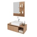 Ver imagem 2 de Kit Completo Lavabo com Cuba e Espelho Amêndoa Tecno Mobili