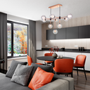 Ver imagem 3 de Lustre Pendente para Sala Sputnik Manhattan Moderno 9 Lâmpadas Bivolt:dourado com Preto/110v/220v