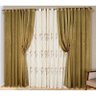 Cortina para Varão Sofisticata 2,00M x 1,80M Alt. Tecido Seda Amassada e Linho Bordado - Ouro Velho - 1