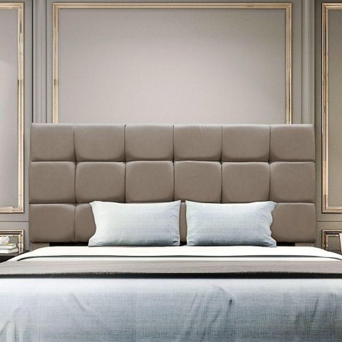 Cabeceira Estofada Cama Box Casal 140 Cm Ananda Suede Cappuccino