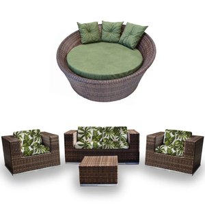Kit Jardim de Inverno - Chaise Orbit  Verde Bandeira+ Jogo Quadrado com Poltrona Sofá e Mesa Centro 