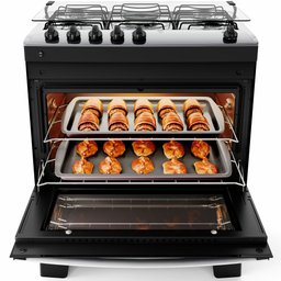 Fogão Atlas Agile Up 5 Bocas Automático Mesa de Inox Preto Bivolt - 5