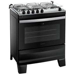 Fogão Atlas Agile Up 5 Bocas Automático Mesa de Inox Preto Bivolt