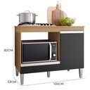 Ver imagem 5 de Balcão Cooktop Carla 105cm com 1 Porta Amêndoa/preto - Ajl Móveis