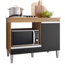 Ver imagem 1 de Balcão Cooktop Carla 105cm com 1 Porta Amêndoa/preto - Ajl Móveis