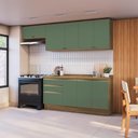 Ver imagem 1 de Armário de Cozinha Completa 100% Mdf 260cm Nogueira/verde Celeste Kappesberg
