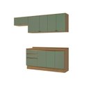 Ver imagem 2 de Armário de Cozinha Completa 100% Mdf 260cm Nogueira/verde Celeste Kappesberg