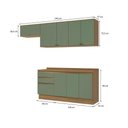Ver imagem 3 de Armário de Cozinha Completa 100% Mdf 260cm Nogueira/verde Celeste Kappesberg