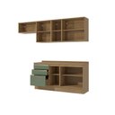 Ver imagem 4 de Armário de Cozinha Completa 100% Mdf 260cm Nogueira/verde Celeste Kappesberg