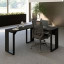 Ver imagem 1 de Escrivaninha em L Industrial 150 cm X 150 cm Escritório Corporativo F5 Office Cor:Preto