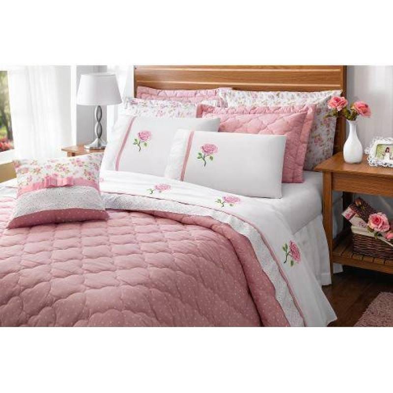 Cobre Leito Queen Rosê 7 peças Athena - 1