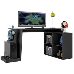 Mesa Para PC Gamer Dark BMG-03 com Cadeira Gamer EC3 ThunderX3 Preto Vermelho - Lyam Decor - 4