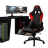 Mesa Para PC Gamer Dark BMG-03 com Cadeira Gamer EC3 ThunderX3 Preto Vermelho - Lyam Decor - 1