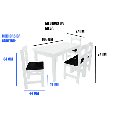 Mesa de Cozinha com 6 Cadeiras Digo.Casa Branco - 3
