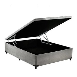 Cama Box Bau Viúva 1,28 X 1,88 X 0,40 Inteiriço Premium Sued Cinza