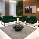 Ver imagem 2 de Namoradeira e 2 Poltronas Industrial Alta Preto Marisa Bouclê Verde D03 - D’Rossi
