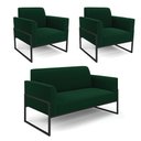 Ver imagem 1 de Namoradeira e 2 Poltronas Industrial Alta Preto Marisa Bouclê Verde D03 - D’Rossi