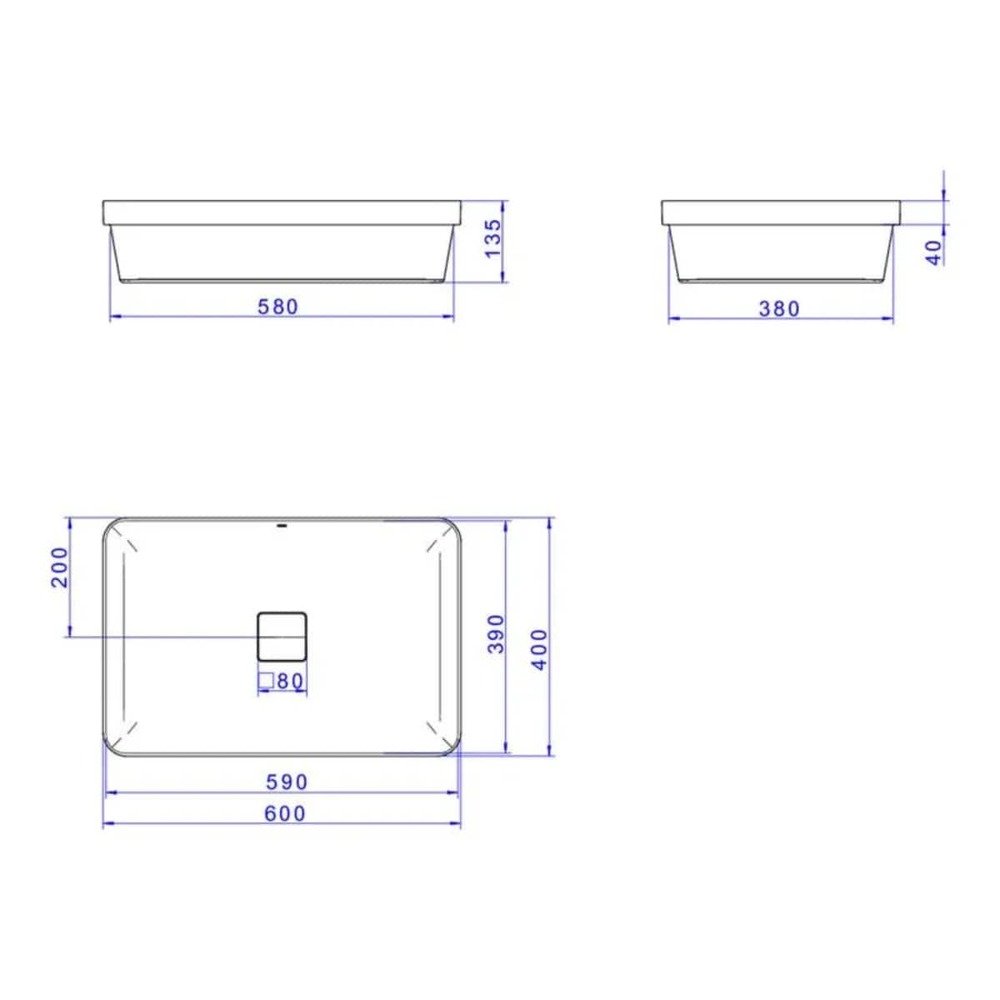 Cuba Sobrepor Retangular 60cm Branco- L.23060.17 - 3