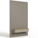 Ver imagem 2 de Painel Ripado para TV 75 pol com Bancada Suspensa Orgânica 180cm Slats L05 Tauari Gris Fosco - Lyam 