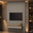 Ver imagem 4 de Painel Ripado para TV 75 pol com Bancada Suspensa Orgânica 180cm Slats L05 Tauari Gris Fosco - Lyam 