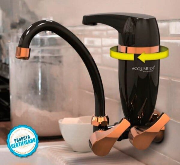 Filtro com Torneira Acqua Premium Preta Dourada - 3