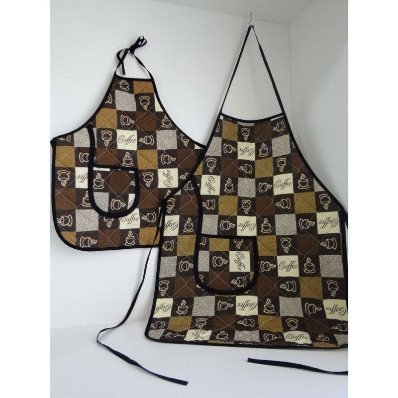 Combo 2 Peças de Cozinha Tricoline Algodão Estampado - Café - 1