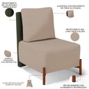 Ver imagem 4 de Poltrona Decorativa Sala de Estar Living Hungria L02 Couríssimo Verde Linho Bege Escuro - Lyam Lyam 