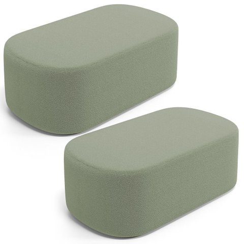 Kit 02 Puffs Decorativos Orgânicos para Living Quarto 100cm Doha W01 Bouclê Oliva - Lyam Decor