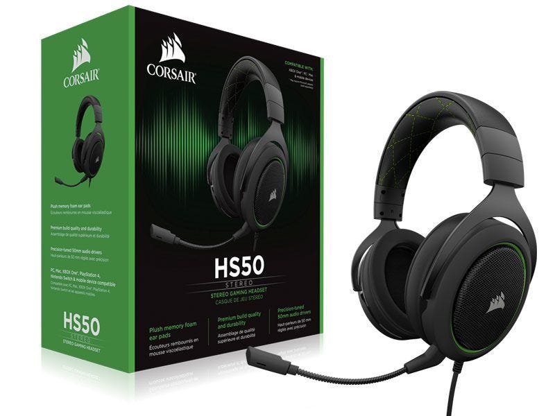 Headset Gamer Corsair Ca-9011171-Na Hs50 Stereo Green - 1