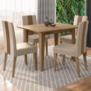 Ver imagem 4 de Mesa de Jantar Kate com 4 Cadeiras Estofadas Linea Suede Carvalho Poliman
