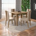 Ver imagem 7 de Mesa de Jantar Kate com 4 Cadeiras Estofadas Linea Suede Carvalho Poliman