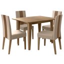 Ver imagem 1 de Mesa de Jantar Kate com 4 Cadeiras Estofadas Linea Suede Carvalho Poliman