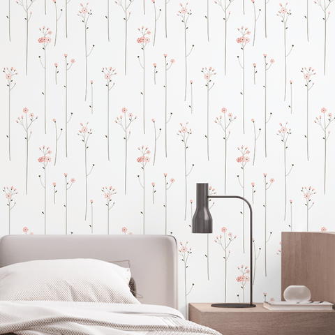 Papel de Parede Adesivo Flores Rosas Lavável Fosco 3m