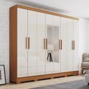 Ver imagem 1 de Guarda Roupa Casal 8 Portas e 4 Gavetas com Espeho Prime Bege/Cinamomo/Off White