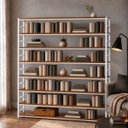 Ver imagem 1 de Estante Multiuso Organizador Livreiro Estilo Industrial 180x200 Branco Imbuia