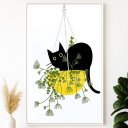 Ver imagem 5 de Quadro Canvas Gato no Vaso de Plantas Mold.preta:70x50cm