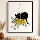 Ver imagem 4 de Quadro Canvas Gato no Vaso de Plantas Mold.preta:70x50cm