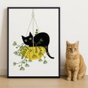 Ver imagem 1 de Quadro Canvas Gato no Vaso de Plantas Mold.preta:70x50cm