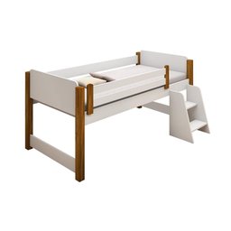 Cama Infantil Naty Solteiro com Nichos Divaloto - Branco/amêndoa - 2