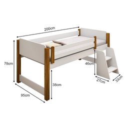 Cama Infantil Naty Solteiro com Nichos Divaloto - Branco/amêndoa - 3