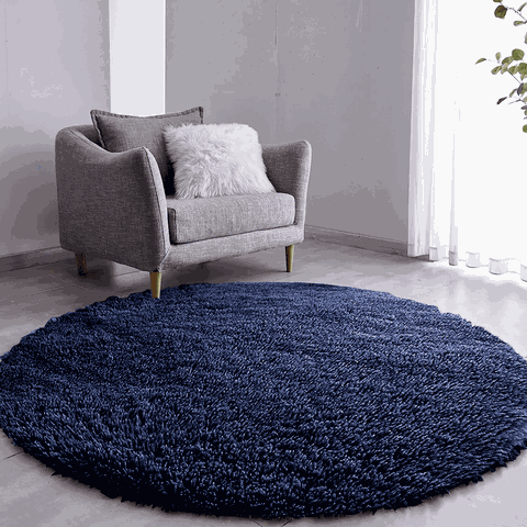 Tapete Sala Felpudo Peludo Cinza Redondo 60 cm