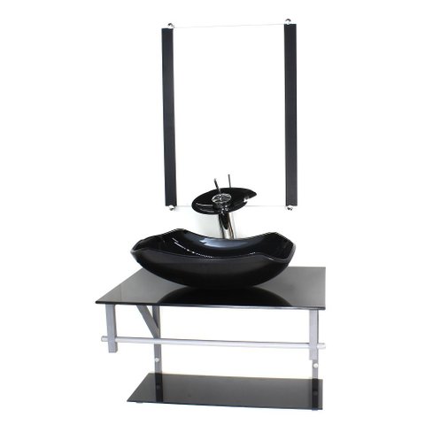 GABINETE DE VIDRO PARA BANHEIRO 60CM AC CUBA ABAULADA PRETO FULL